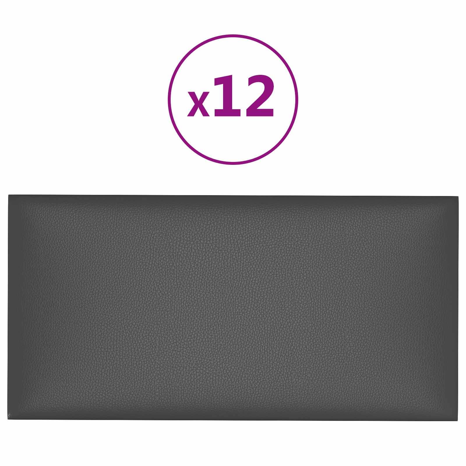 Wandkopfteilen 12 pcs Grau 30 x 15 cm Stoff