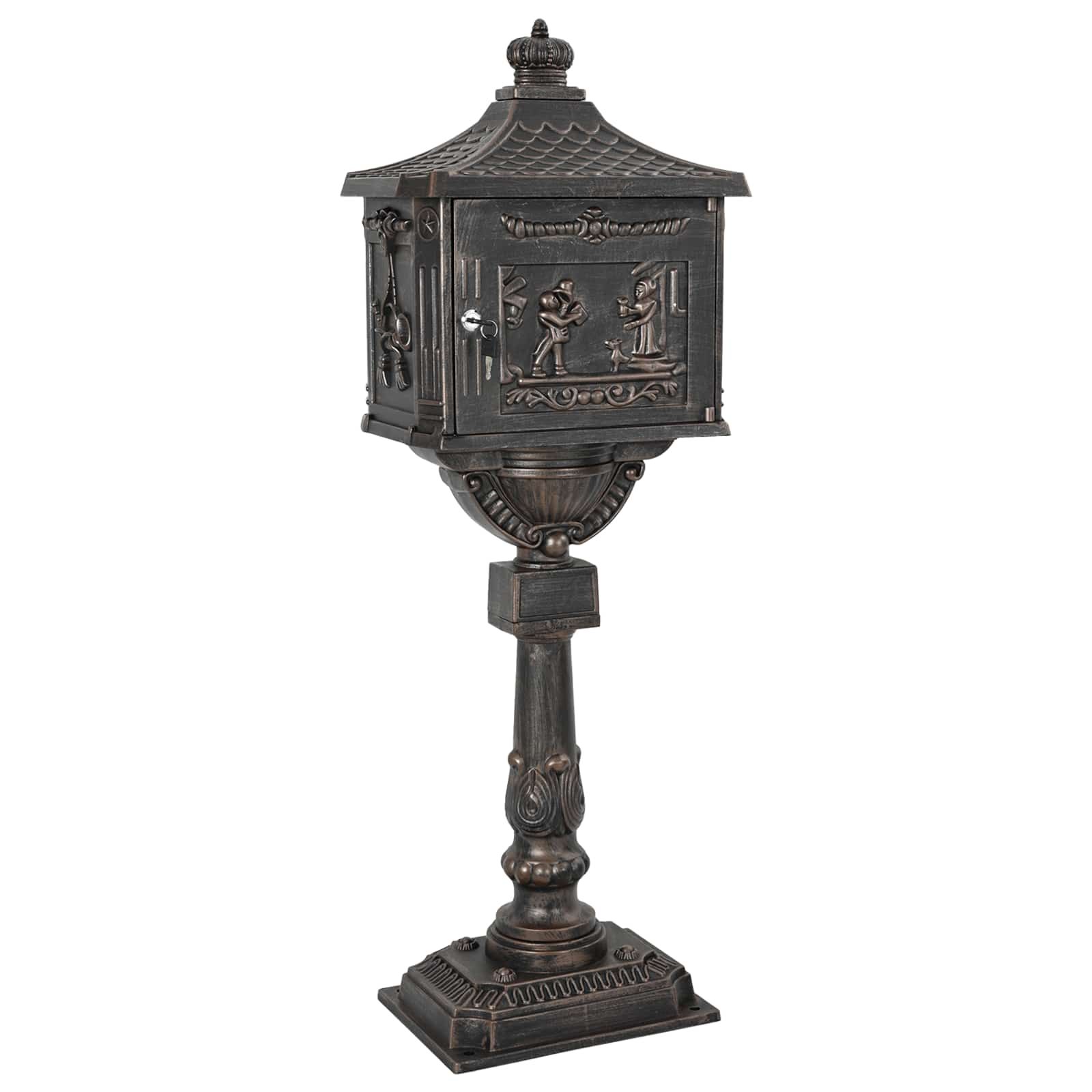 Stehender Briefkasten Bronze 42,5 x 29,5 x 117 cm Gussaluminium