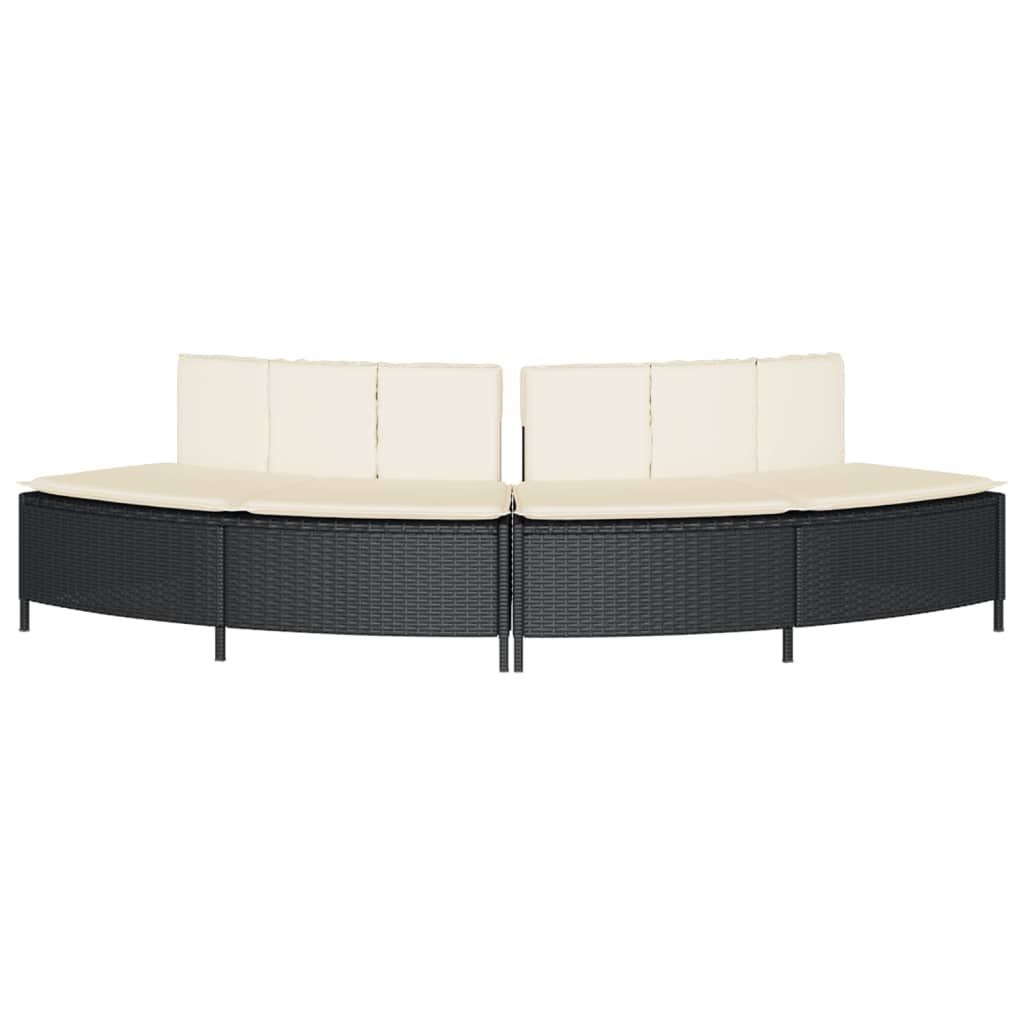 Whirlpool-Bänke mit Auflagen 2 Stk. Schwarz Poly Rattan